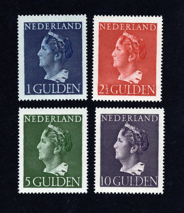 Holland 1946 - Dronning Wilhelmina type Konijnenburg - Gratis fragt over hele verden - NVPH 346 t/m 349