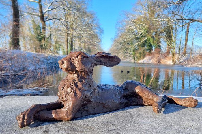 Skulptur, Xl bronze hare - 60 cm - Bronze