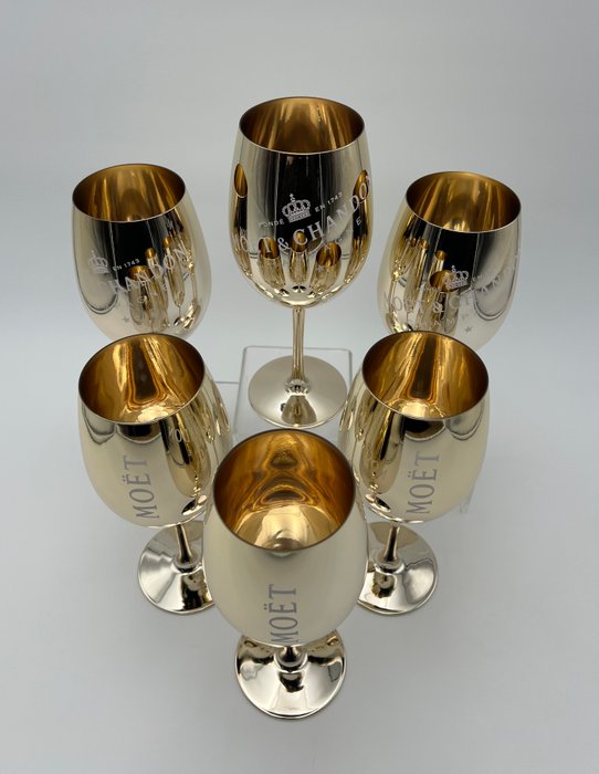 Moët  Chandon - Moët  Chandon - Champagnefløjte (6) - Guld krom - Glas - Gylden