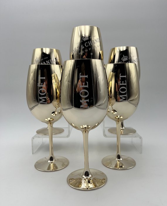 Moët  Chandon - Moët  Chandon - Champagnefløjte (6) - Guld krom - Glas - Gylden