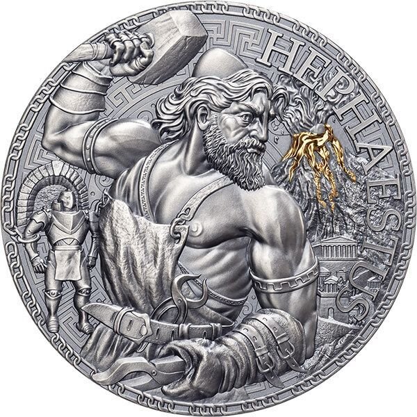 Cameroun. 3000 Francs 2023 Hephaestus - The Great Greek Mythology - Antique Finish, 3 Oz (.999)