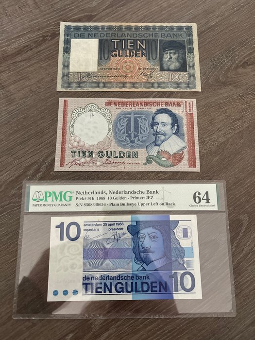 Holland. - 3 x 10 Gulden 1939/1953/1968  (Ingen mindstepris)