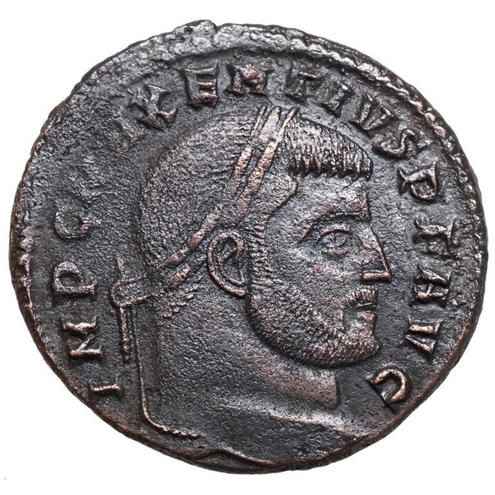 Romarriket Maxentius (AD 306-312) Follis Rom ROMA-Tempel  (Ingen mindstepris)