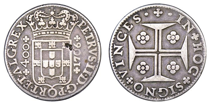 Portugal. D. Pedro II (1683-1706). Cruzado Novo (480 Reis) 1706 - Lisboa - Escassa