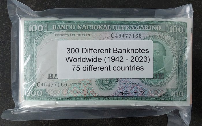 Verden. - 300 verschillende bankbiljetten uit 75 verschillende landen - Various Dates