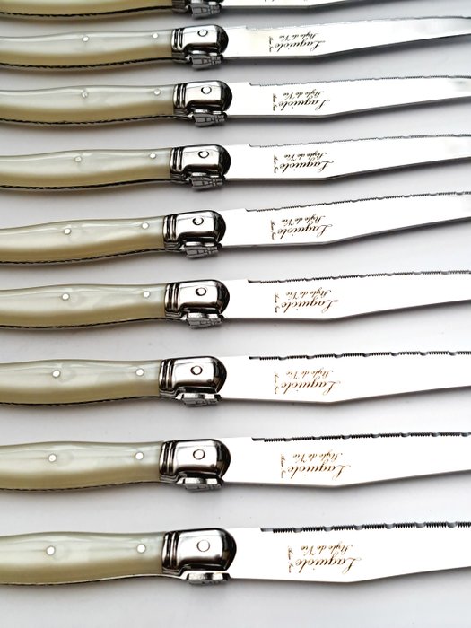 Laguiole - 12x Steak Knives - Pearl - style de - Bordknive sæt (12) - Rustfrit stål