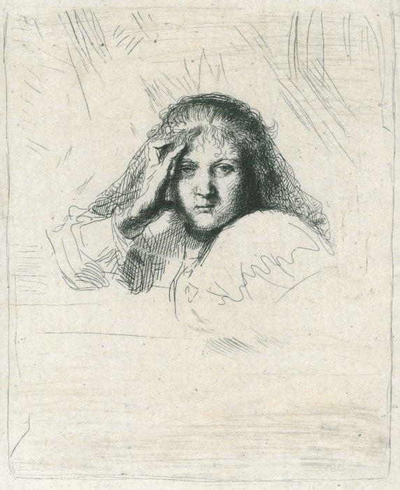 Rembrandt Harmensz. Van Rijn (1606-1669), after - Hoofd van een vrouw