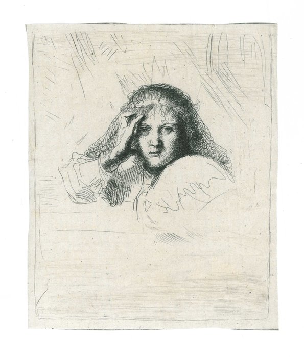 Rembrandt Harmensz. Van Rijn (1606-1669), after - Hoofd van een vrouw