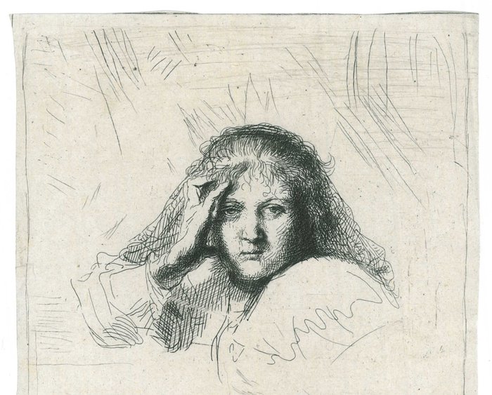 Rembrandt Harmensz. Van Rijn (1606-1669), after - Hoofd van een vrouw