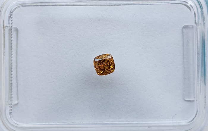 Ingen mindstepris - 1 pcs Diamant  (Naturfarvet)  - 0.12 ct - Pude - Fancy deep Gul Orange - SI1 - International Gemological Institute (IGI)