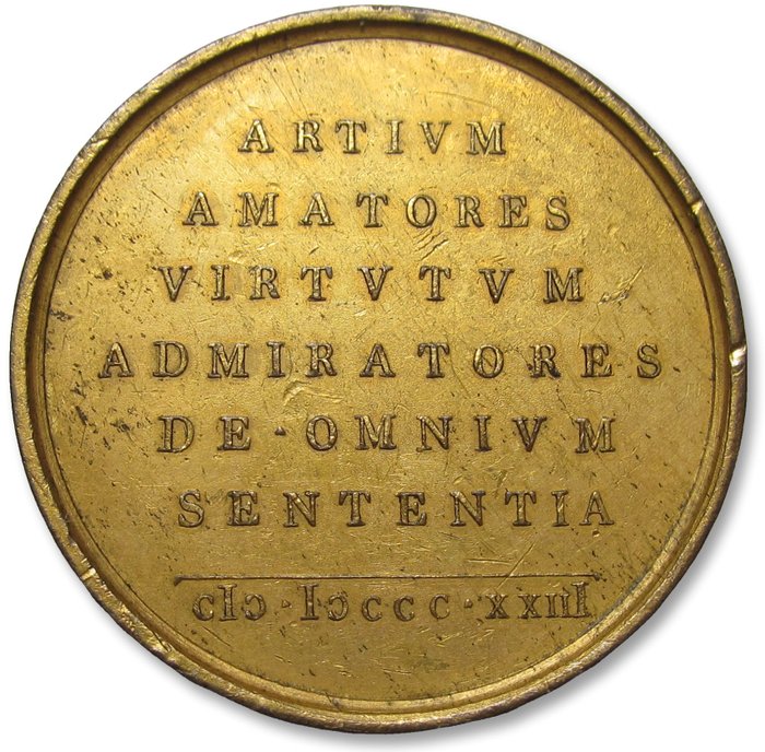 Italien. Historical Medal 50mm AE gilded medal 1823A.D. Antonio Canova - by medallist Giuseppe Girometti -