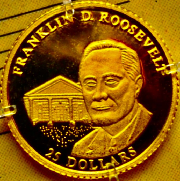 Liberia. 25 Dollars 2003 "President Franklin Roosevelt (1882-1945)", (.999) Proof