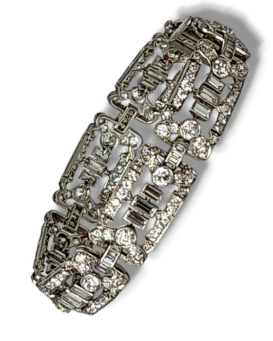 Armbånd Platin, Art Deco Platinium og 7 karat diamantarmbånd -  7.00ct. tw. Diamant (Natur)