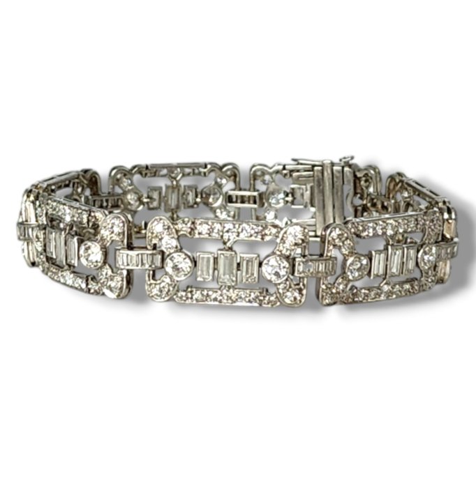 Armbånd Platin, Art Deco Platinium og 7 karat diamantarmbånd -  7.00ct. tw. Diamant (Natur)