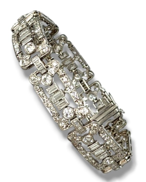 Armbånd Platin, Art Deco Platinium og 7 karat diamantarmbånd -  7.00ct. tw. Diamant (Natur)