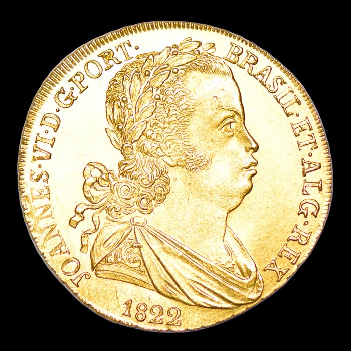 Portugal D João VI (1816-1826) Peça (6400 Reis) 1822 - Lisboa - (14 Frutos) - Cruz Singela