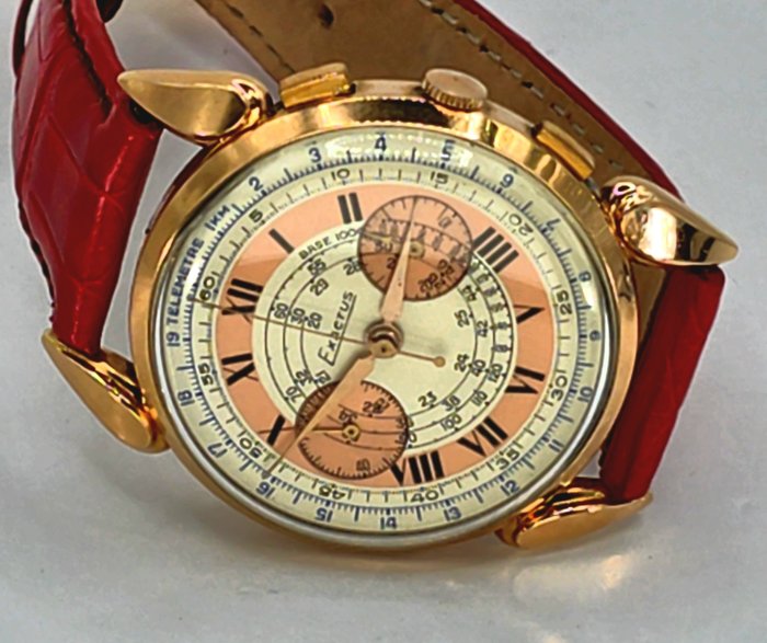 EXACTUS  Neuchâtel - 18K Gold Chronograph  - Kaliber Landeron 48 - feine Anstösse - Mænd - Schweiz omkring 1950