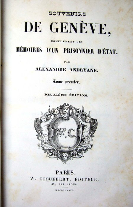 Alexandre Andryane - Souvenirs de Genève - 1839