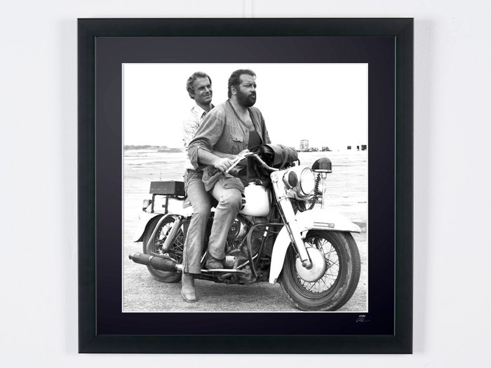 Bud Spencer  Terence Hill - Fine Art Photography - Luxury Wooden Framed 70X50 cm - Limited Edition Nr 06 of 30 - Serial ID 20066 - Original Certificate (COA) Hologram Logo Editor and QR Code - 100% New items