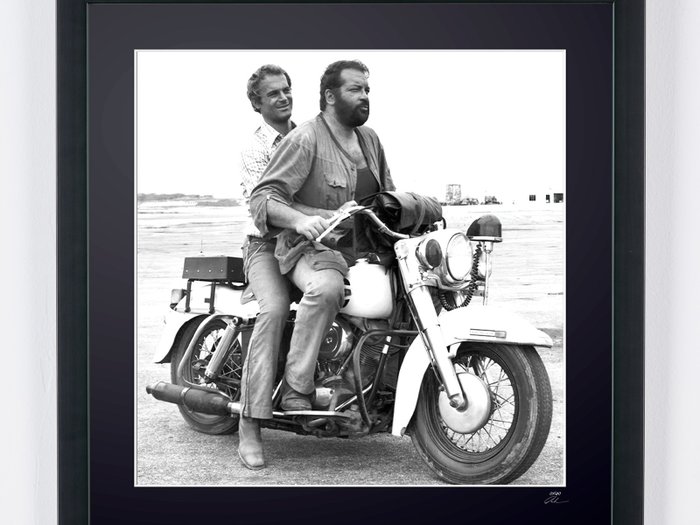 Bud Spencer  Terence Hill - Fine Art Photography - Luxury Wooden Framed 70X50 cm - Limited Edition Nr 06 of 30 - Serial ID 20066 - Original Certificate (COA) Hologram Logo Editor and QR Code - 100% New items