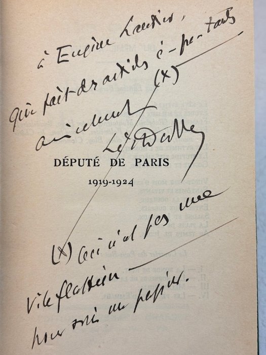 Signé; Léon Daudet - Député de Paris. 1919 à 1924 - 1933