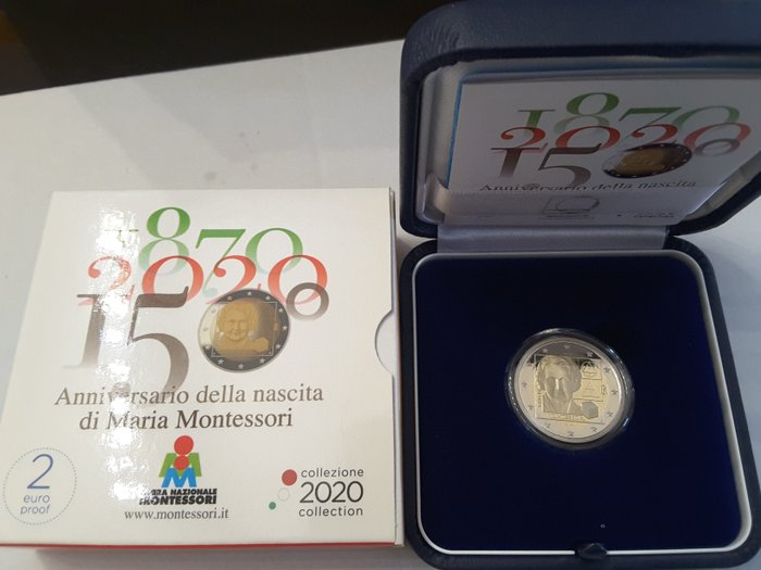 Italien. 2 Euro 2020 "Montessori" Proof  (Ingen mindstepris)