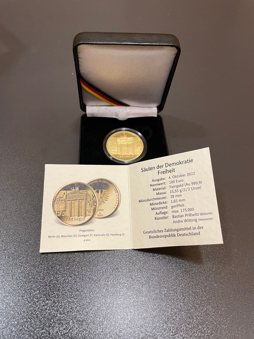 Tyskland. 100 Euro 2022 "Freiheit" Proof