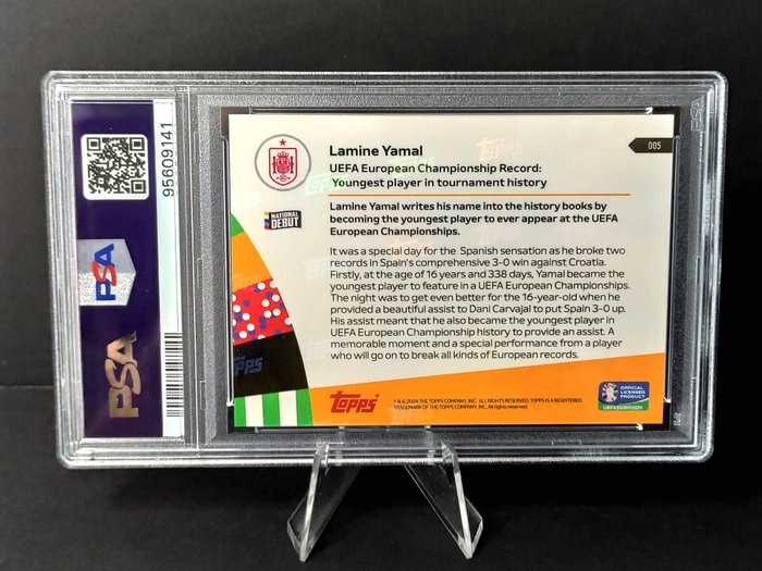 2024 Topps Now UEFA Euro Lamine Yamal #5 National Debut - Blue /49 PSA 10 Graded card