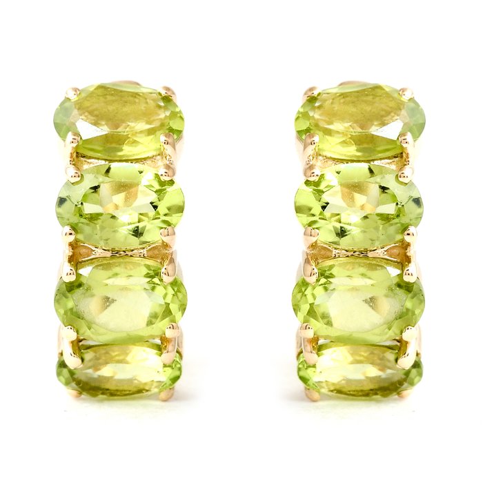 Ingen mindstepris - Øreringe - 14 karat Gulguld -  3.90ct. tw. Peridot