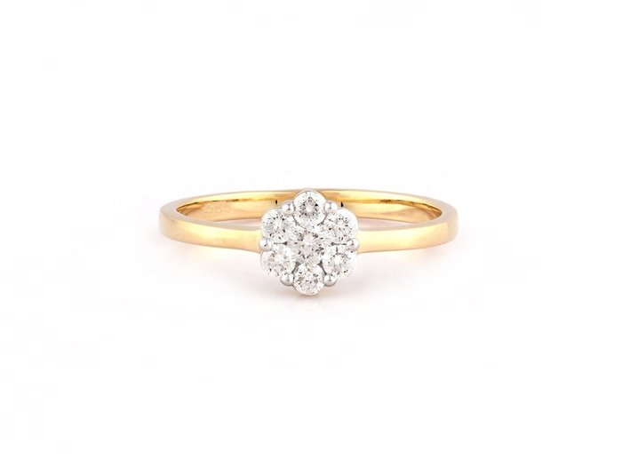 Ring - 14 karat Gulguld -  0.33ct. tw. Diamant (Natur)