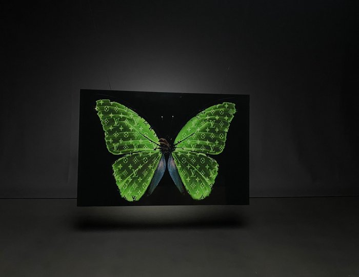 Mike Blackarts - Elegant Emerald Butterfly with diamonds