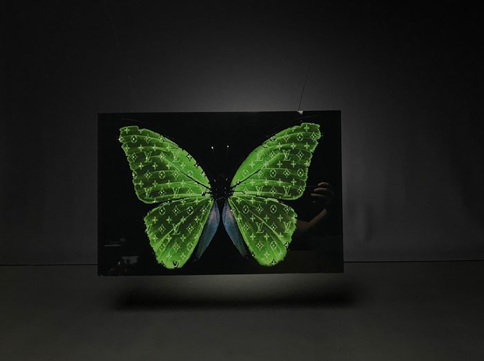 Mike Blackarts - Elegant Emerald Butterfly with diamonds