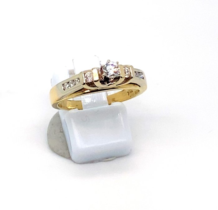 Ring - 18 kraat Gulguld, Hvidguld -  0.45ct. tw. Diamant (Natur)  - Diamant - Unik diamantring RS 58