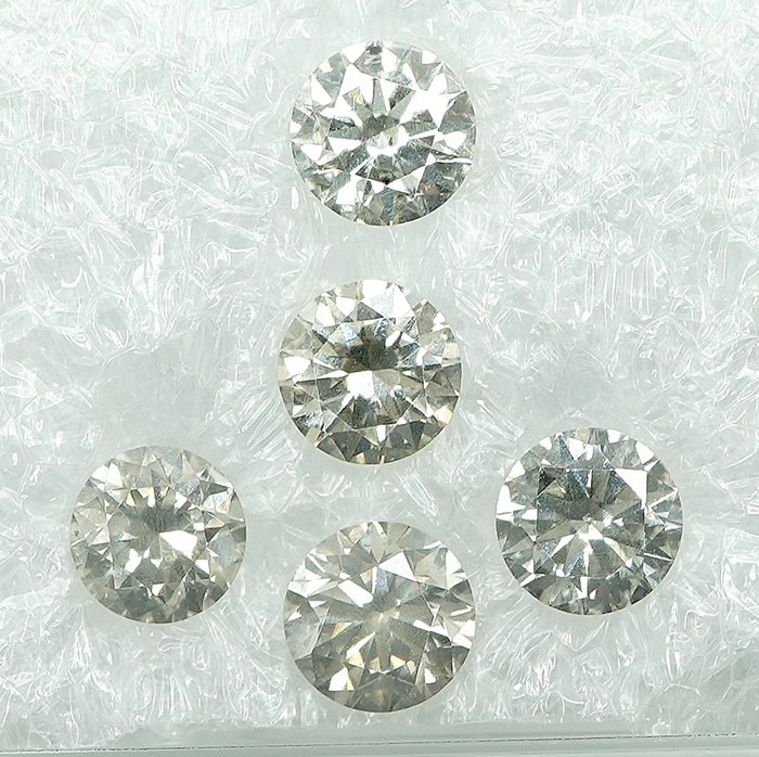 5 pcs Diamant  (Natur)  - 0.99 ct - SI1, VS1 - Gem Report Antwerp (GRA)