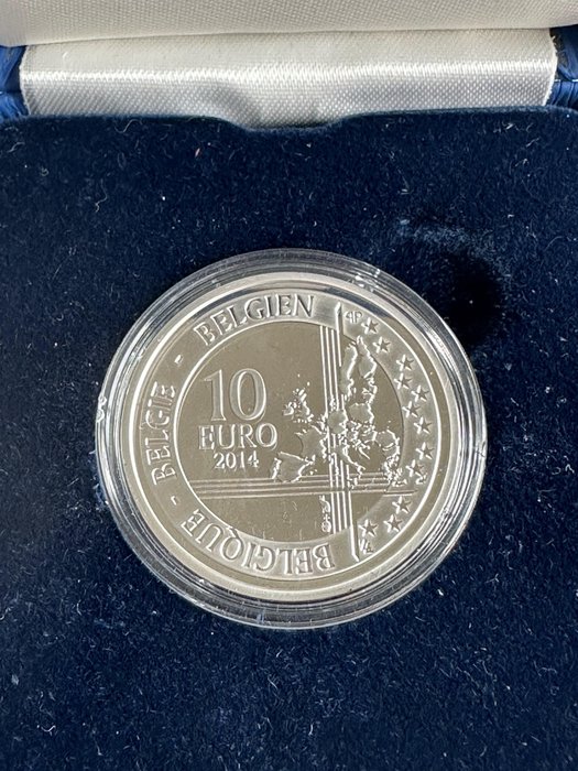 Belgien. 10 Euro 2014 "Adolphe Sax" + "Begin 1e Wereldoorlog" (2 stuks) Proof  (Ingen mindstepris)