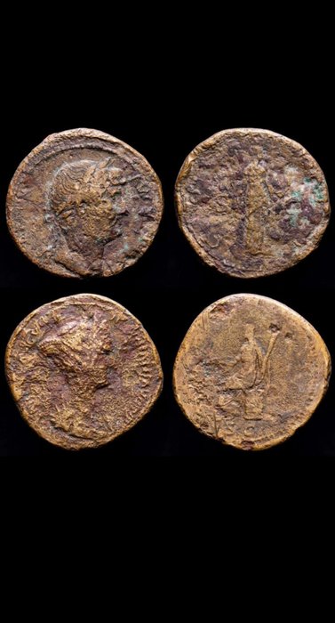 Romarriket. Hadrian (117-138 AD) and Sabina (128-138 AD). Sestertius Rome  (Ingen mindstepris)