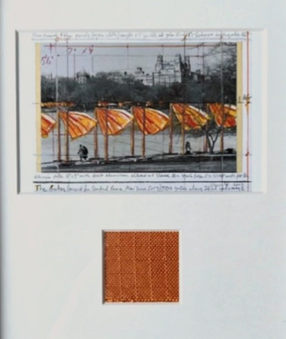 Christo  Jeanne-Claude (1935-2020) - The Gates - mit original Stoffstück