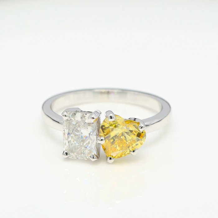 Ring - 18 kraat Hvidguld -  2.35ct. tw. - (lab dyrket) levende gul