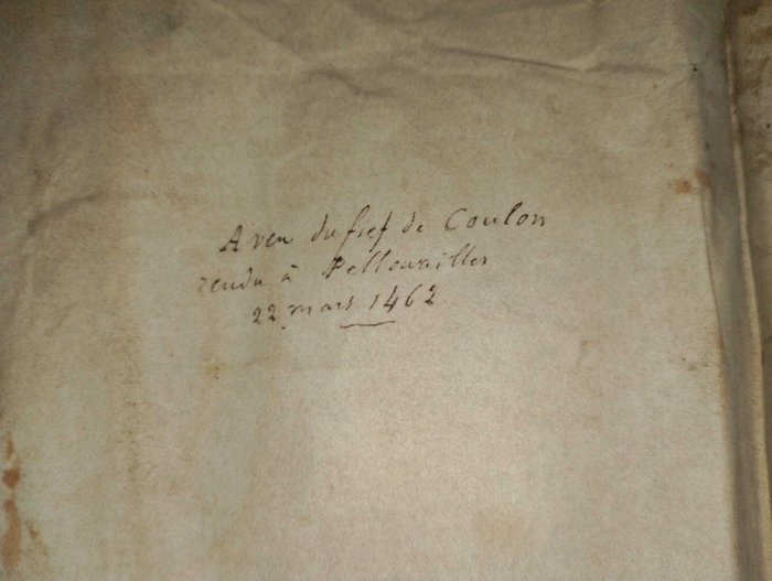 Unconnu - Parchemin manuscrit Français XV siècle... coulon (pigeon voyageur?) - 1462