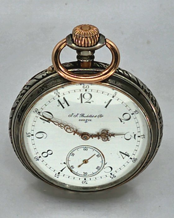 J.J.Badollet  Cie., Genève, - Schützen-Taschenuhr, „Genève Tir Fedèral - Prunkrelief - Schweiz 1887