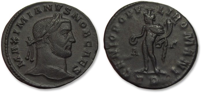 Romarriket Galerius as Caesar Follis Treveri (Trier) mint circa 296-297 - mintmark TR A-Γ across fields - large 27mm coin