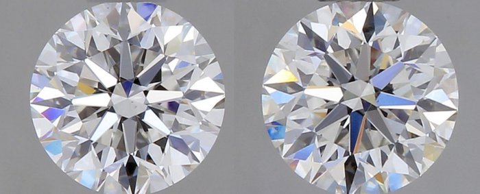 2 pcs Diamant  (Natur)  - 062 ct - Rund - H - VS1 VS2 - International Gemological Institute (IGI) - *Matchende par* *3EX*