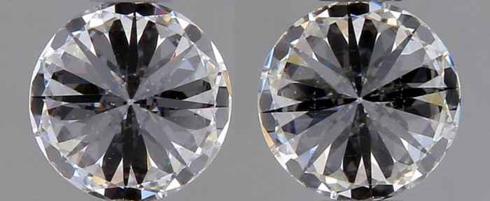 2 pcs Diamant  (Natur)  - 062 ct - Rund - H - VS1 VS2 - International Gemological Institute (IGI) - *Matchende par* *3EX*