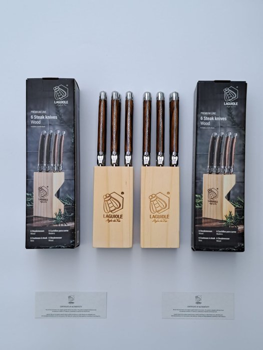 Laguiole - 12x Steak Knives - Brown - style de - Bordknive sæt (12) - Rustfrit stål