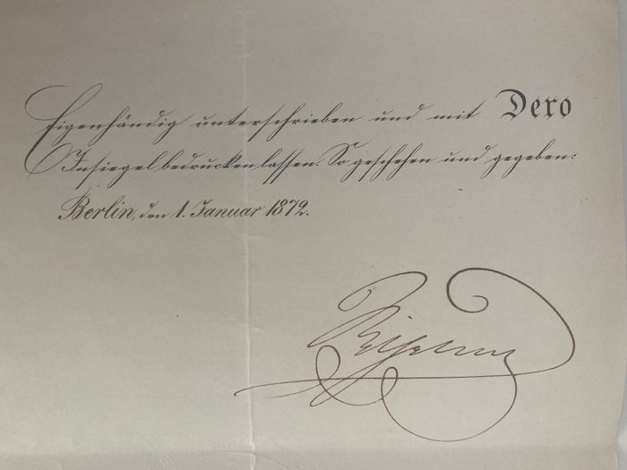 .Kaiser Wilhelm I. - Patent für den Rittmeister Grafen zu Ysenburg-Philippseich (signiert von Kaiser Wilhelm I.) - 1872