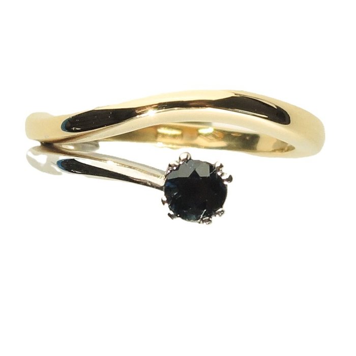 Ring - 18 kraat Gulguld, Hvidguld Safir