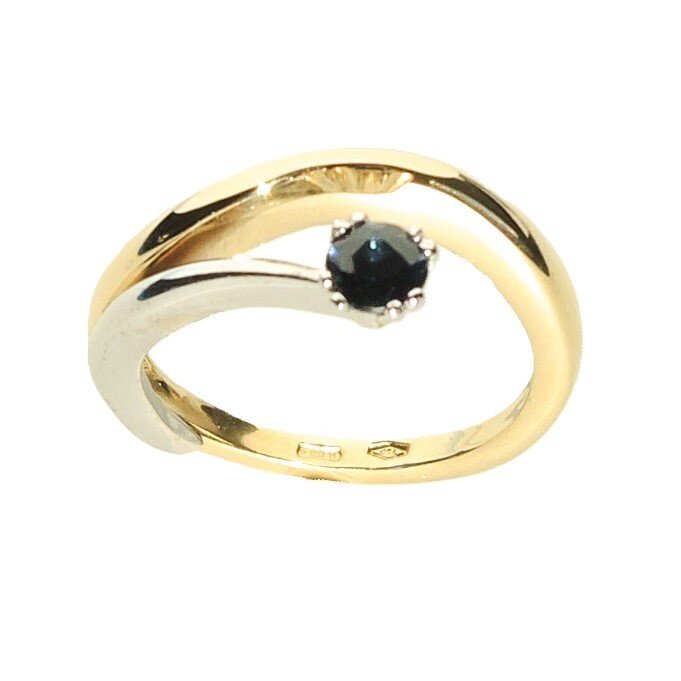 Ring - 18 kraat Gulguld, Hvidguld Safir