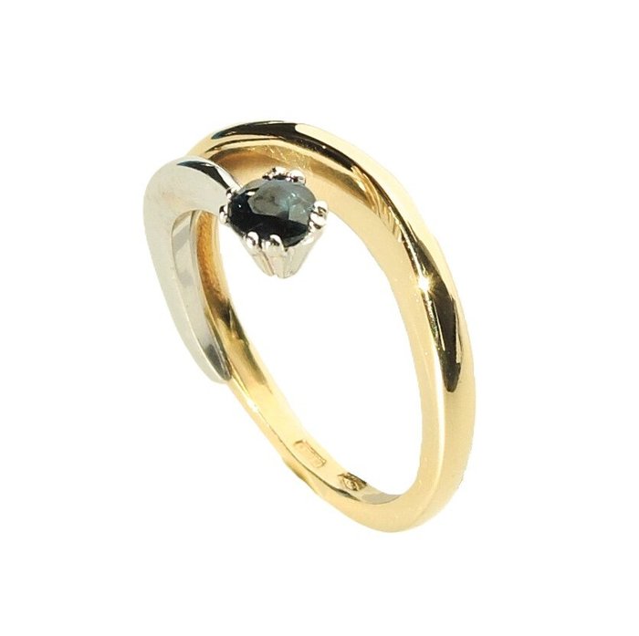 Ring - 18 kraat Gulguld, Hvidguld Safir