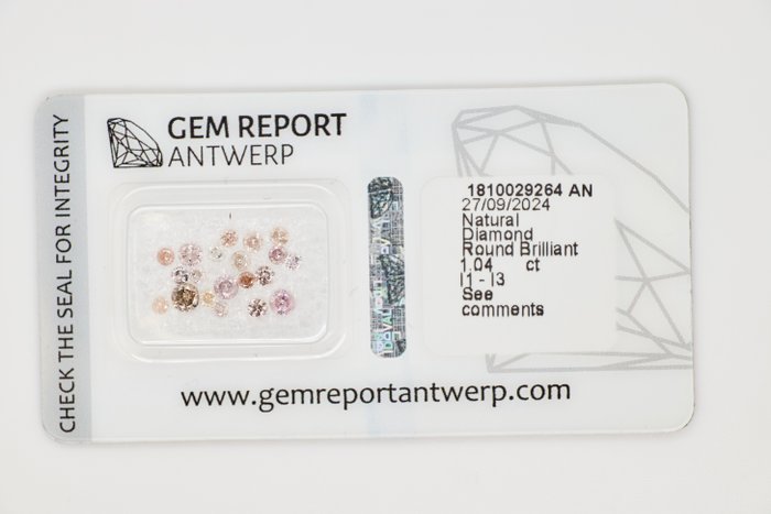 Ingen mindstepris - 20 pcs Diamant  (Natur)  - 1.04 ct - Rund - I1, I2, I3 - Gem Report Antwerp (GRA) - INGEN RESERVEPRIS