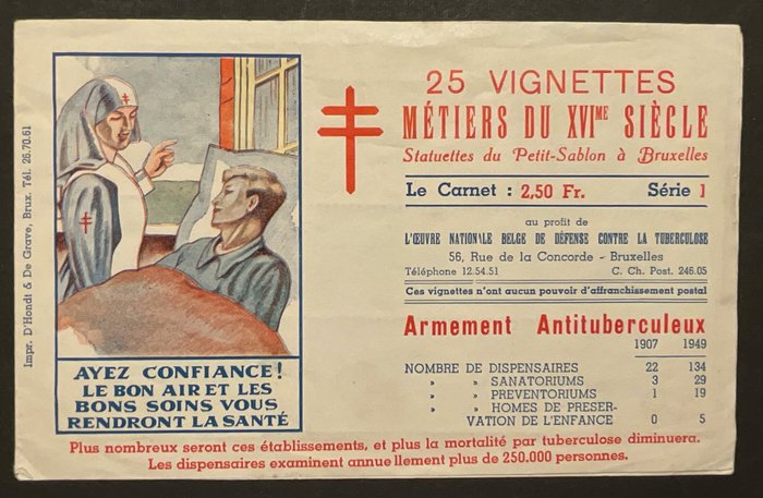 Belgien 1945/1950 - Hæfte med vignetter "Métiers du XVIme Siècle" - "Håndværk fra det XVI. århundrede" - Série /Reeks 1  - GRIS / GRIJS - Prachtige staat van bewaring